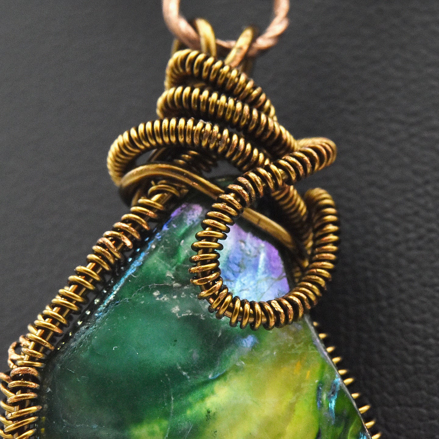 One-of-a-Kind Abalone Shell Wire Wrapped Choker – Handmade Bronze Statement Necklace