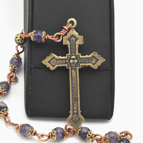 Amethyst & Copper One-Decade Pocket Chaplet – One of One (10.5" Length)