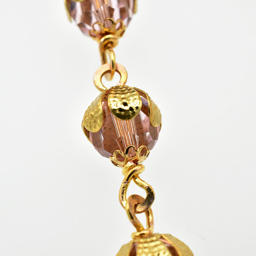 Our Lady of Guadalupe Chaplet - Pink Swarovski Crystal & Gold Toned Pocket Rosary