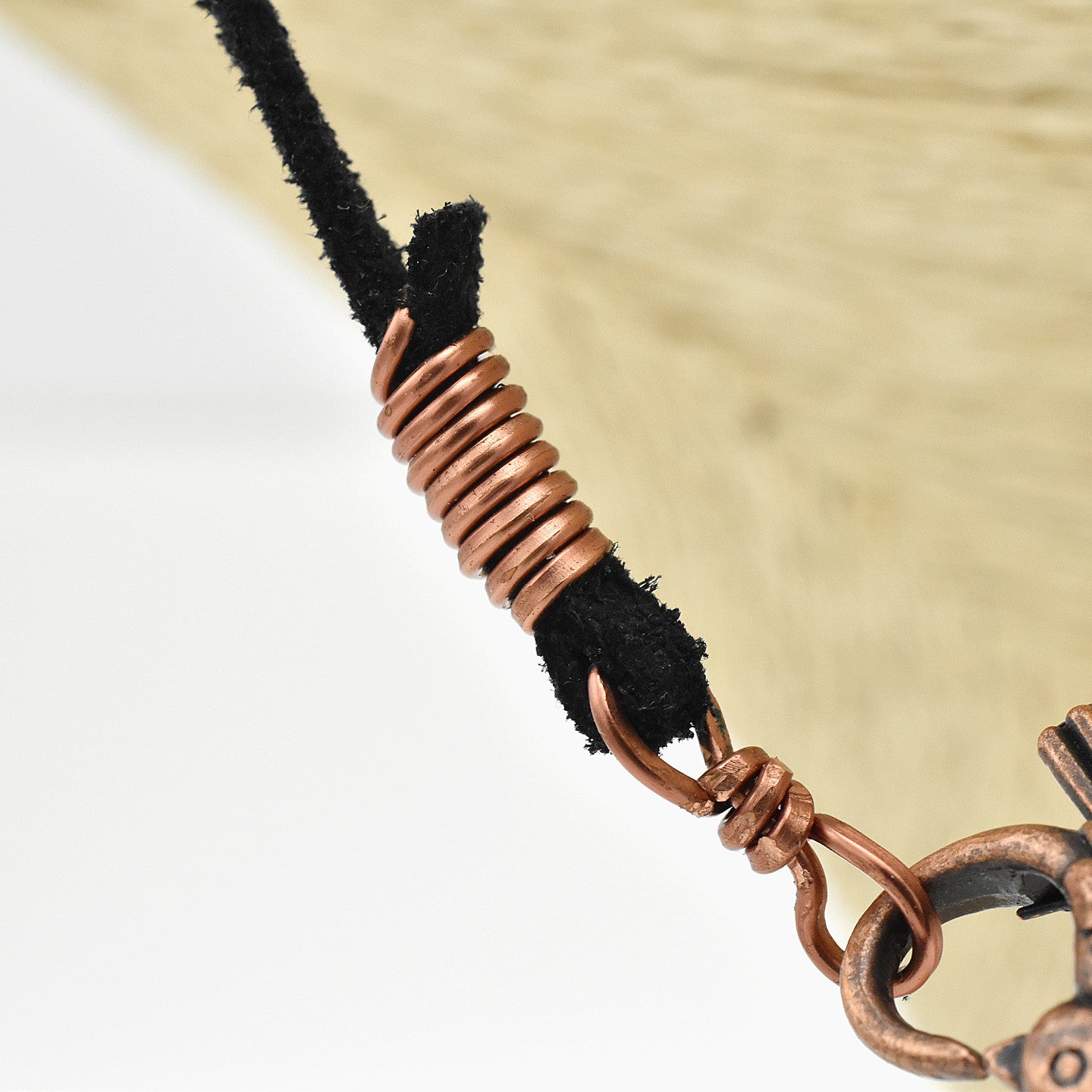 One-of-a-Kind Suede St. Benedict Cross Choker – Handmade Copper & Agate Sacred Necklace