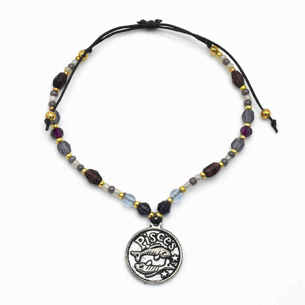 Handmade Pisces Astrology Bracelet – Adjustable – One of One