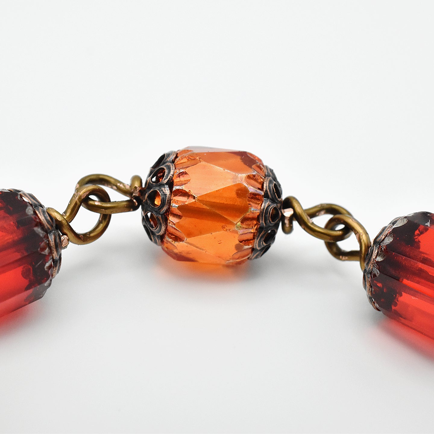 One-of-a-Kind Autumn Jasper Hand Rosary – Handmade Vintage Bronze & Cathedral Glass Chaplet