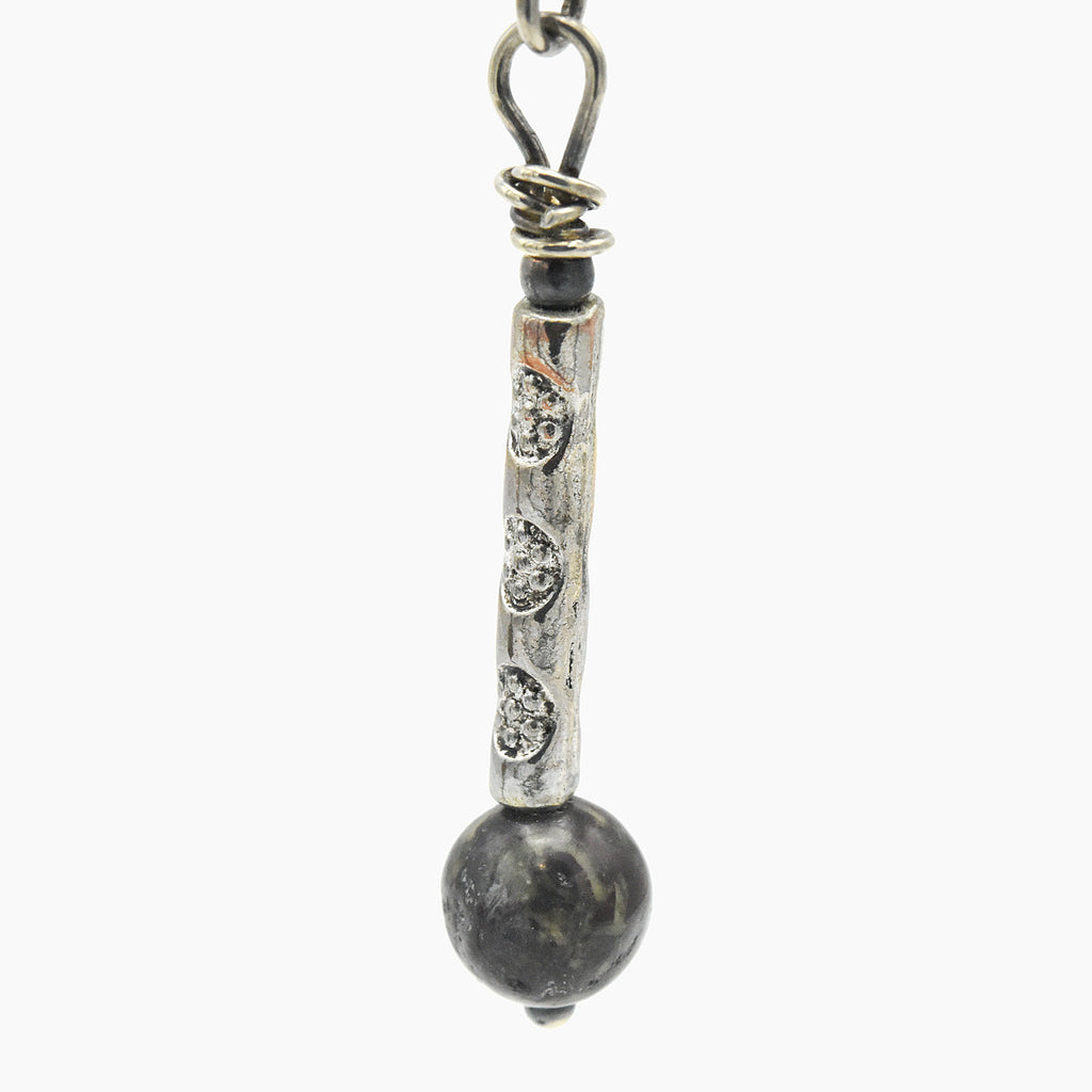 Handmade Garnet & Natural Stone Dangle Earrings – Sterling Silver Earwires – One of One (2.5" Length)