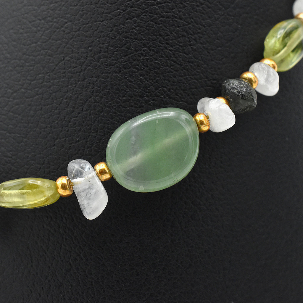 Handmade Gemstone Spiritual Bracelet – Cloisonné Cross – One of One (7.5-8" Length)