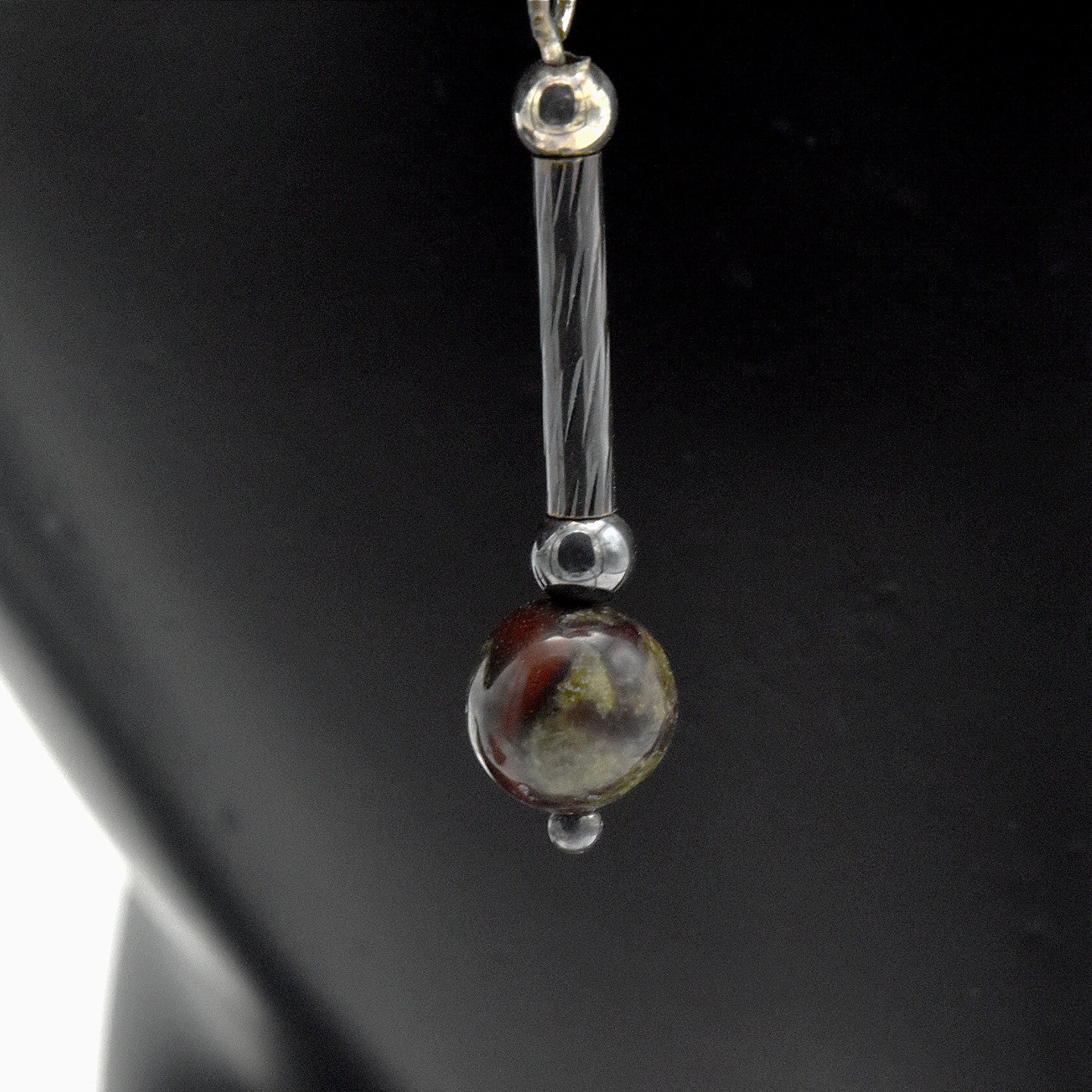 Handmade Dragonblood Jasper Drop Earrings – Sterling Silver – One of One (2.5" Length)
