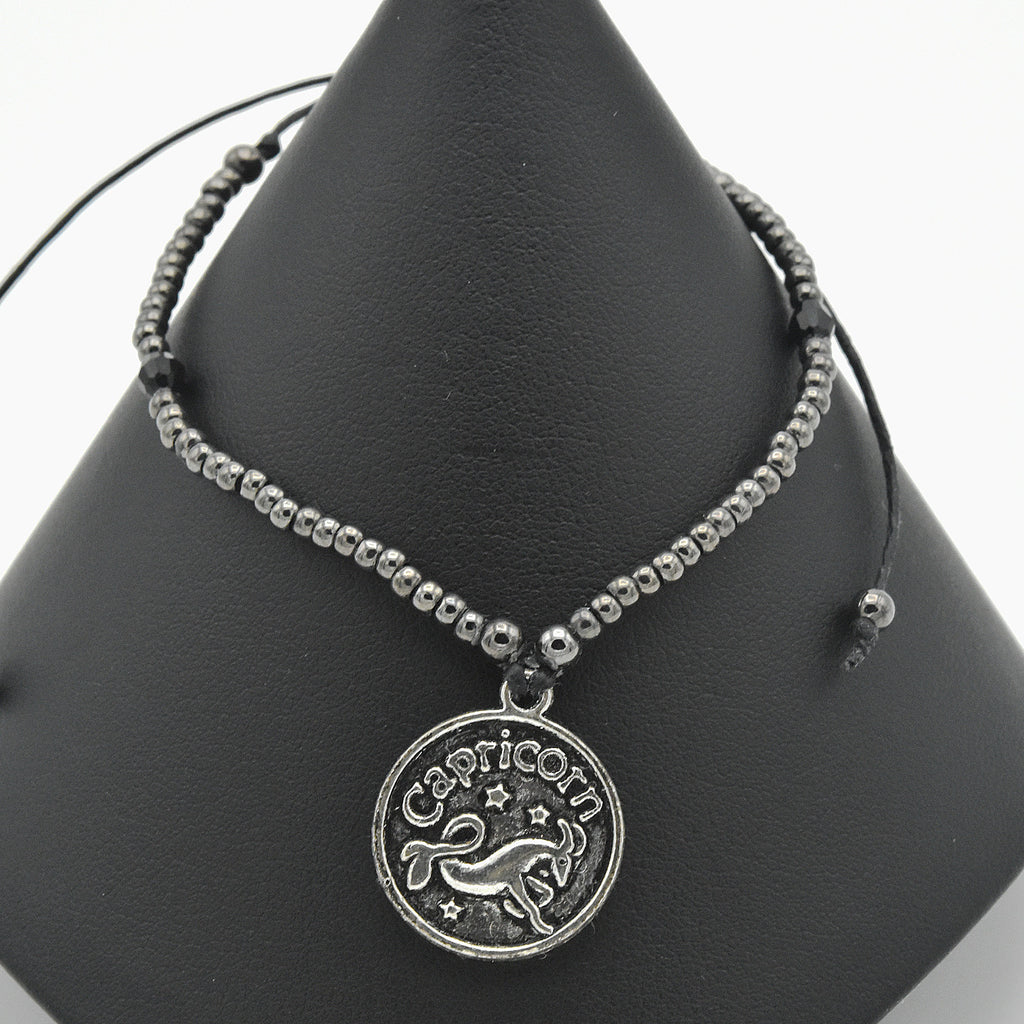Handmade Capricorn Astrology Hematite Bracelet – Adjustable – One of One
