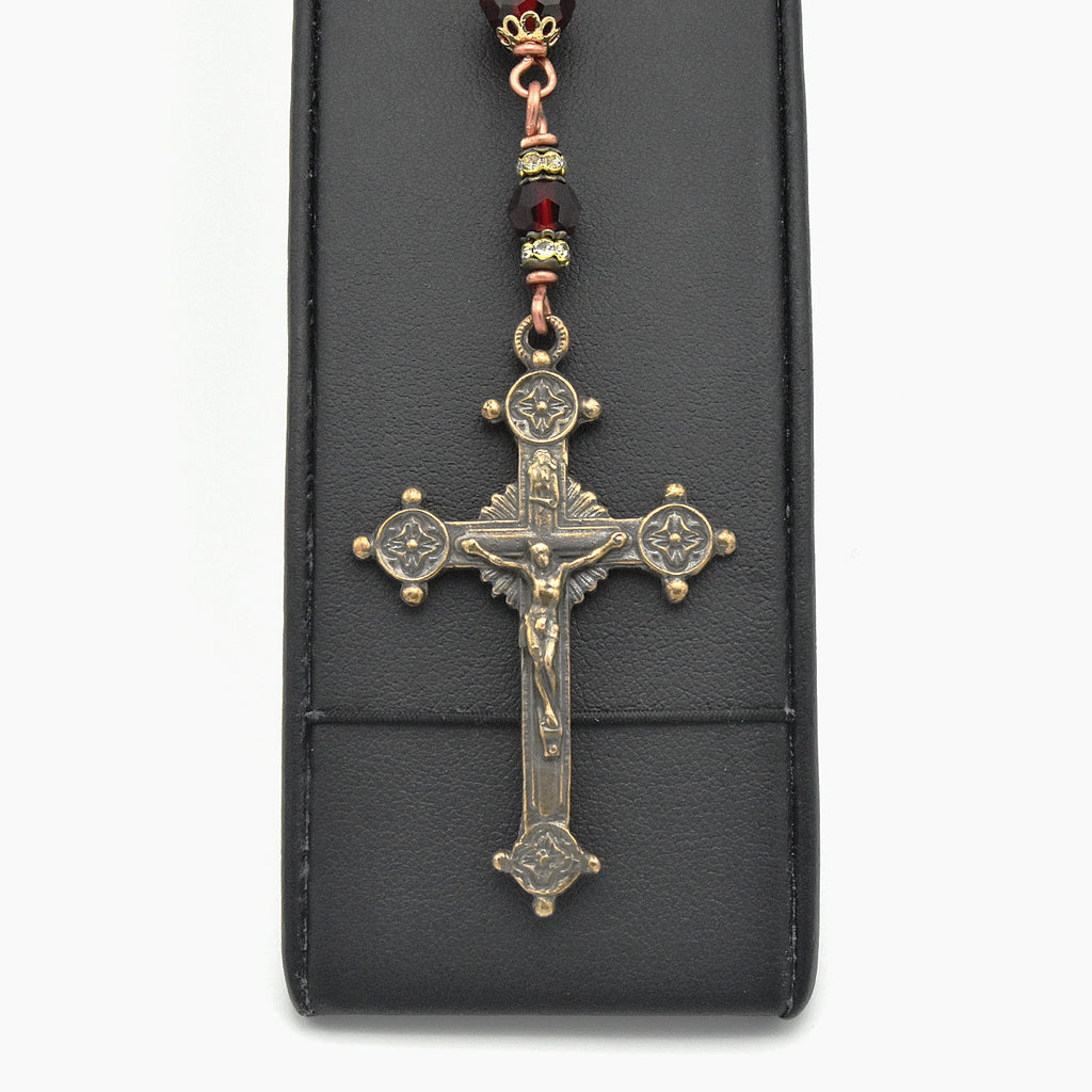 Handmade Preciosa Crystal & Copper One-Decade Pocket Chaplet – One of One (13″ Length)