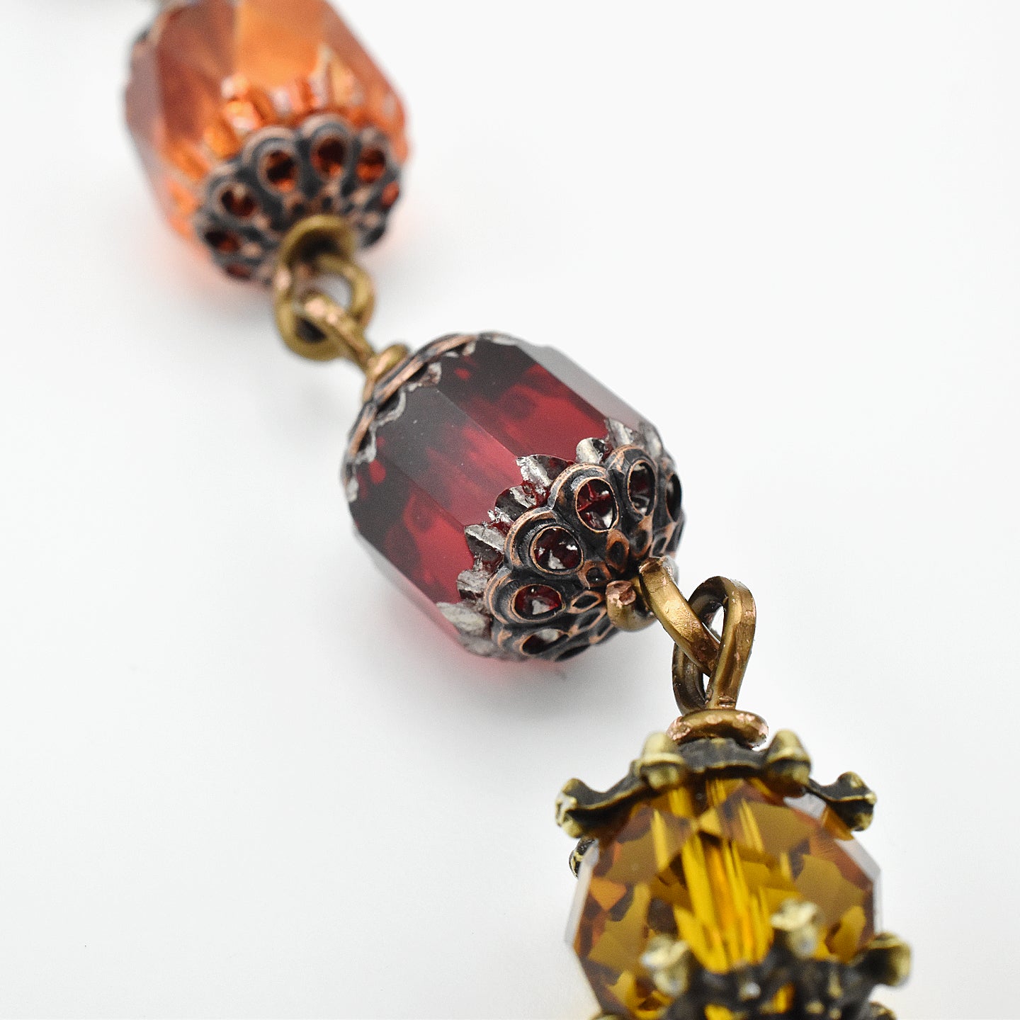 One-of-a-Kind Autumn Jasper Hand Rosary – Handmade Vintage Bronze & Cathedral Glass Chaplet
