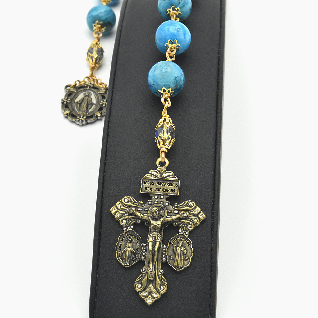 Blue Crazy Lace Agate One-Decade Pocket Chaplet – One of One (15" Length)