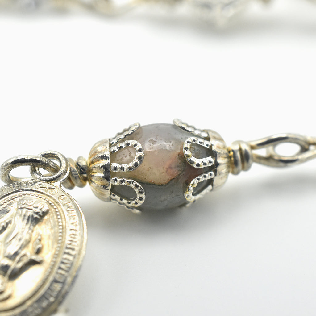Handmade Sterling Silver & Jasper Five-Decade Rosary – One of One (21″ Length)