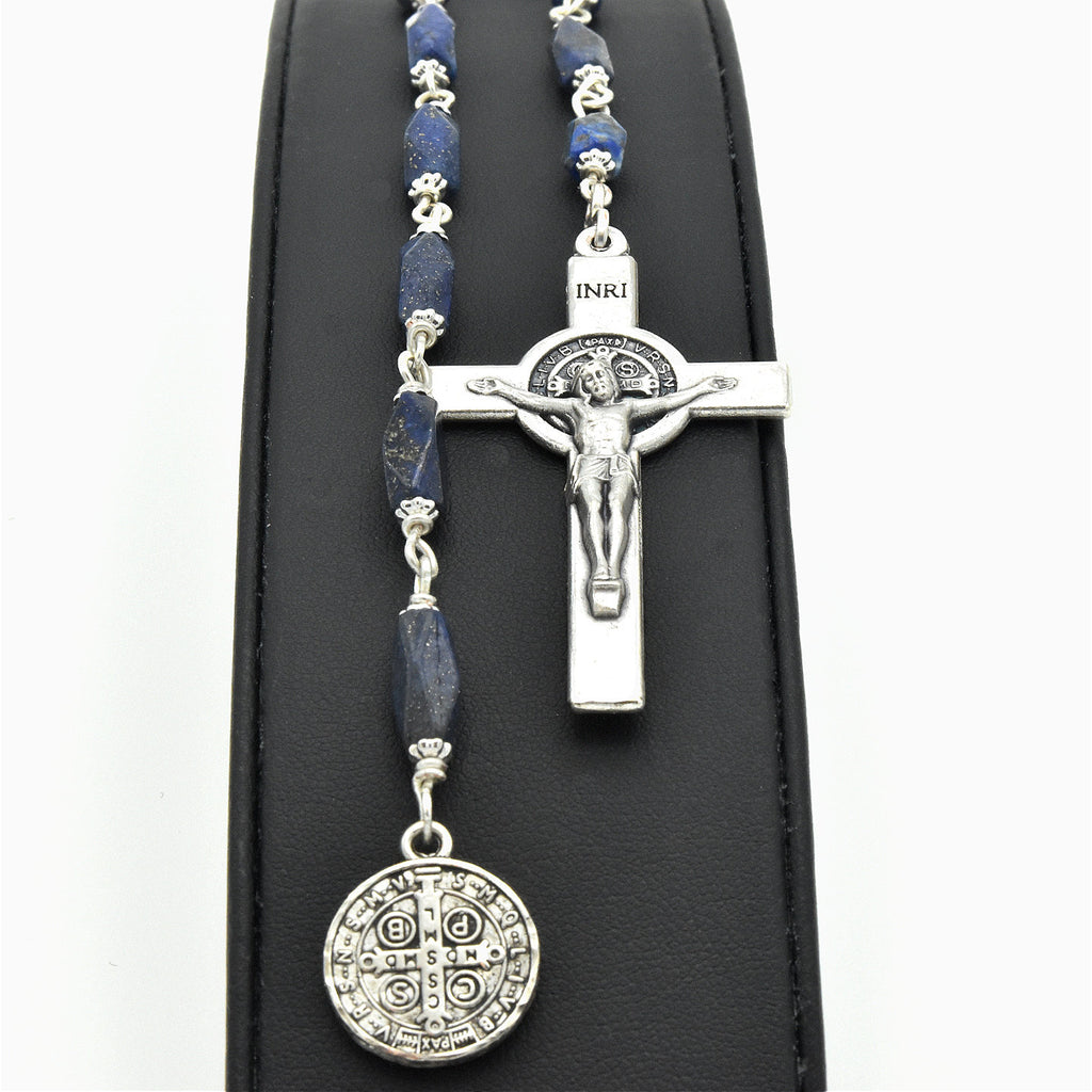 Handmade Silver-Plated Lapis Pocket Chaplet – One of One (12.5″ Length)