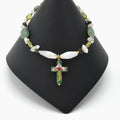 Handmade Gemstone Spiritual Bracelet – Cloisonné Cross – One of One (7.5-8" Length)