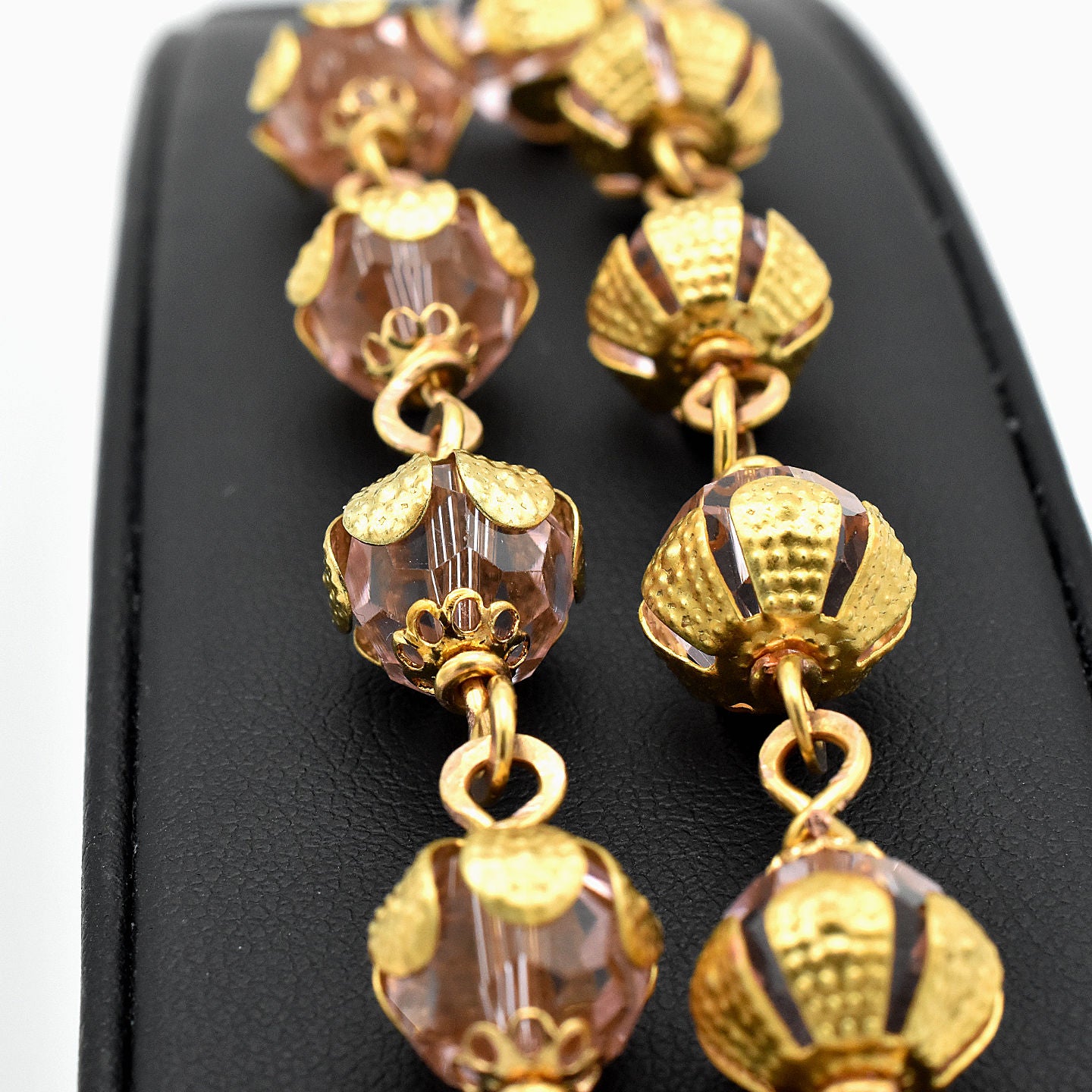 Our Lady of Guadalupe Chaplet - Pink Swarovski Crystal & Gold Toned Pocket Rosary