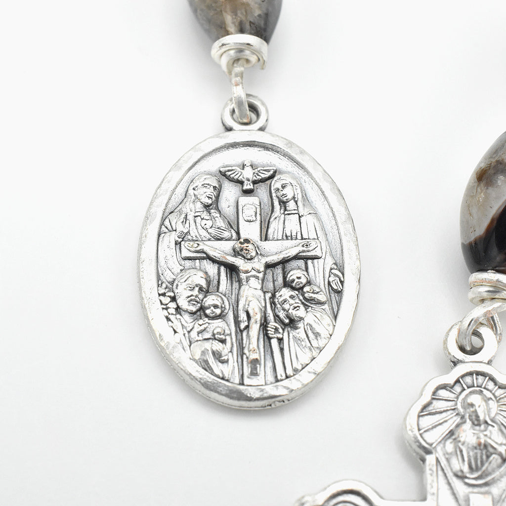 One-of-a-Kind Lava Stone Hand Rosary – Silver Plated Wire Wrapped Pocket Chaplet