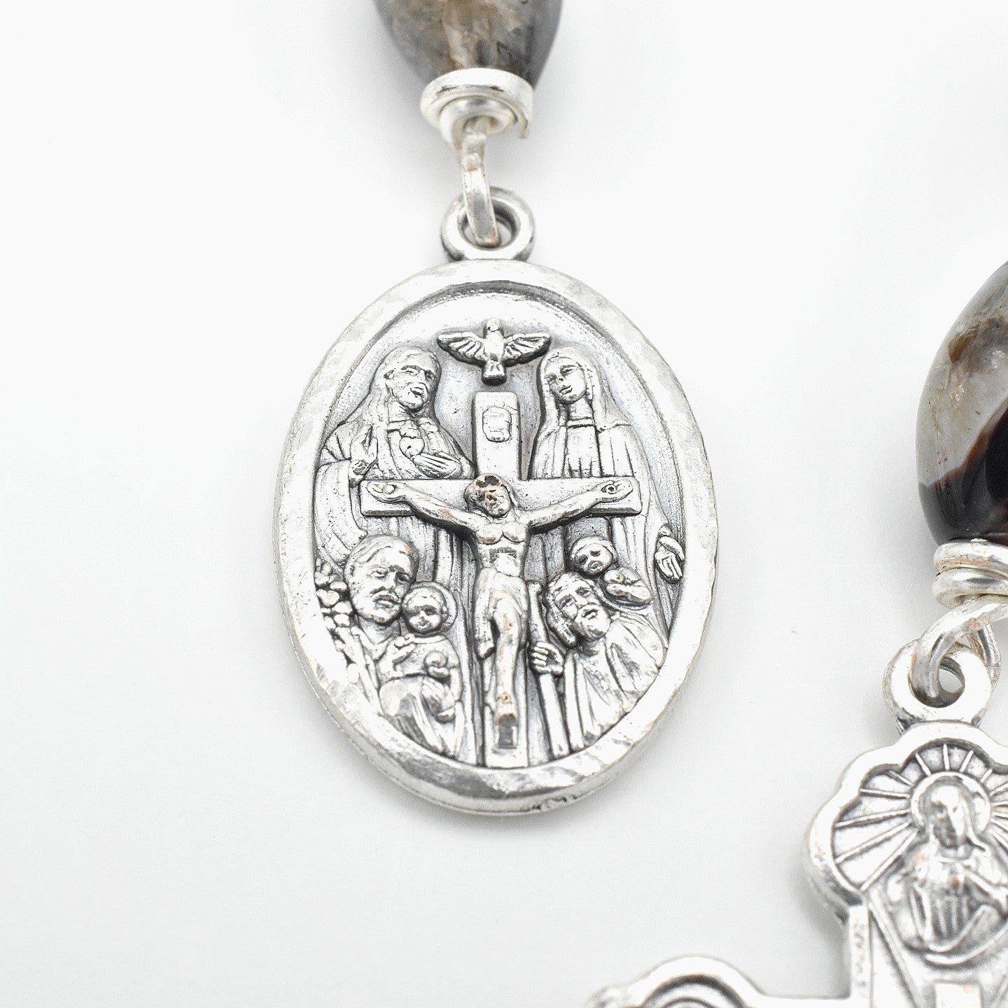 One-of-a-Kind Lava Stone Hand Rosary – Silver Plated Wire Wrapped Pocket Chaplet