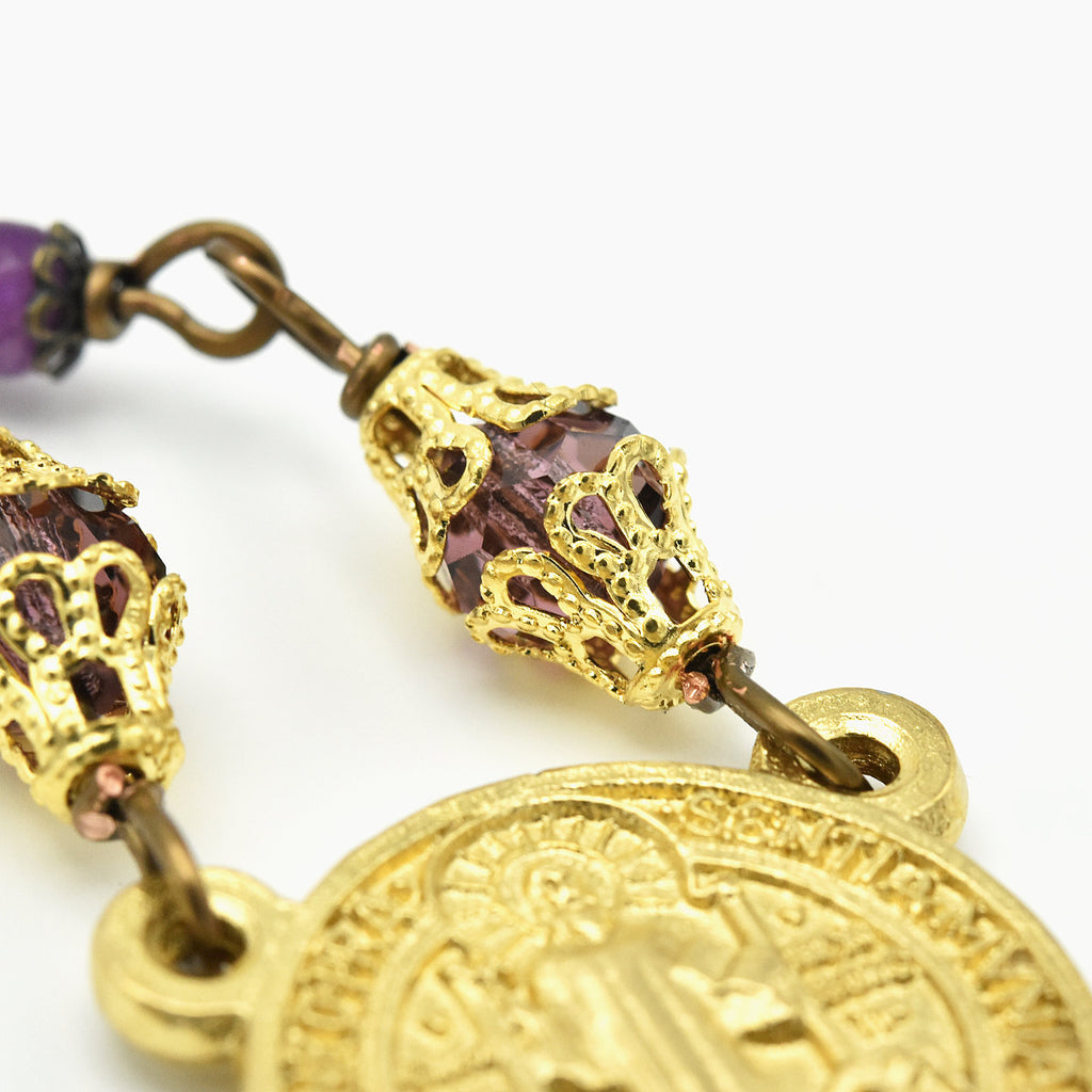 Handmade Copper & Purple Crazy Lace Agate Five-Decade Rosary – One of One (22″ Length)