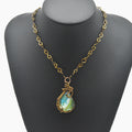 One-of-a-Kind Abalone Shell Wire Wrapped Choker – Handmade Bronze Statement Necklace