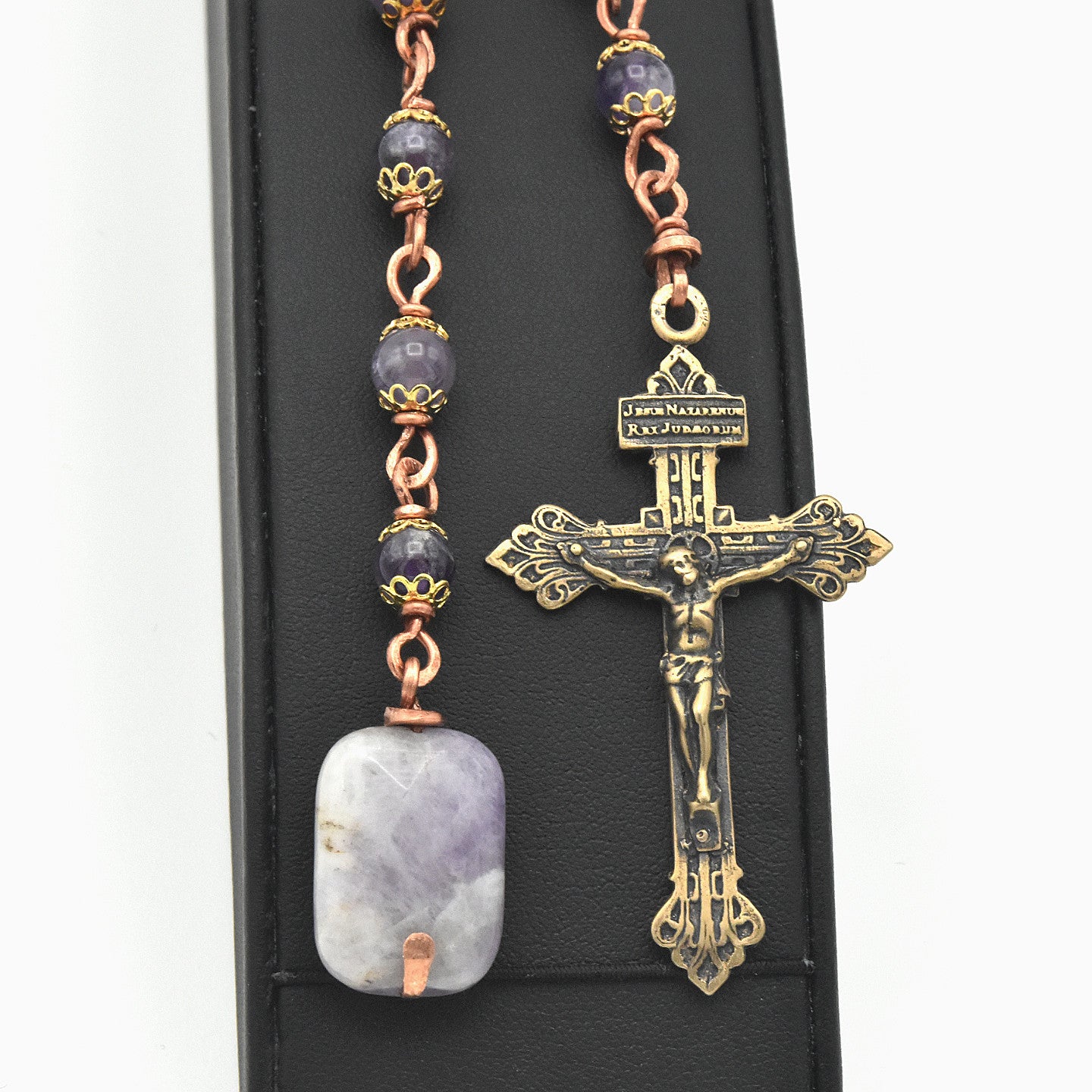 Amethyst & Copper One-Decade Pocket Chaplet – One of One (10.5" Length)