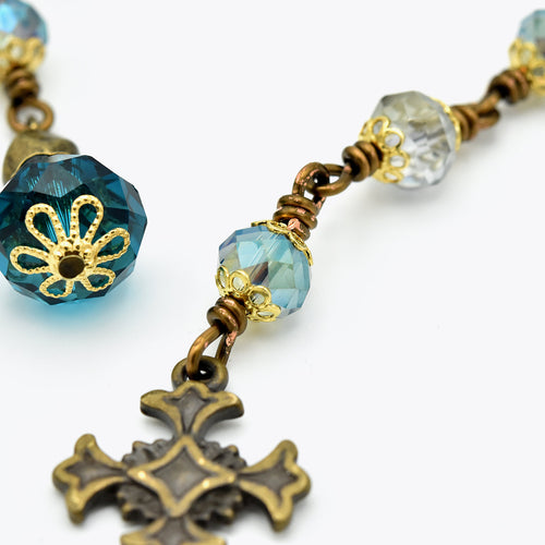 Handmade Copper & Crystal Pocket Chaplet – One of One (9″ Length)