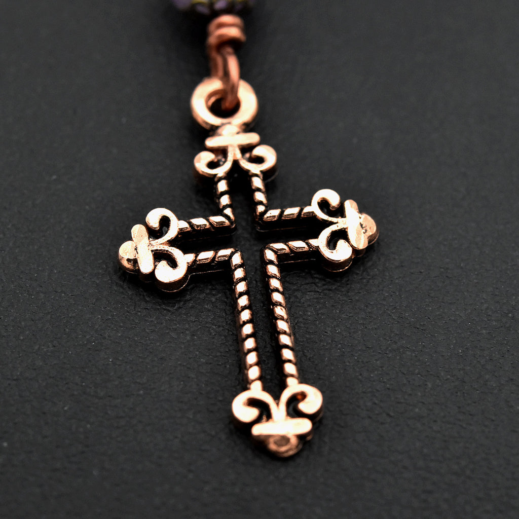 Handmade Amethyst & Copper One-Decade Pocket Chaplet Rosary – One of One