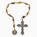 Handmade One-of-a-Kind Italian Copper & Tiger’s Eye Chaplet – 13″ Pocket Rosary
