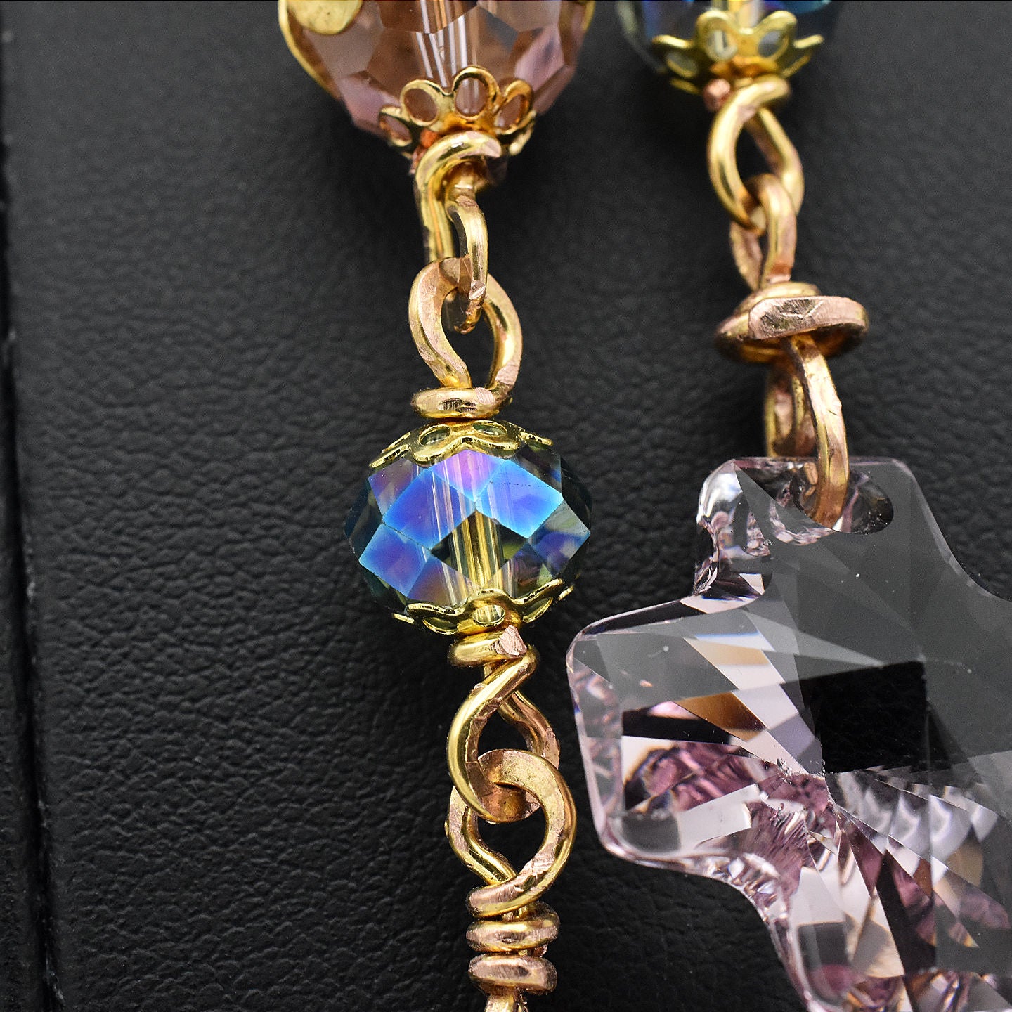 Our Lady of Guadalupe Chaplet - Pink Swarovski Crystal & Gold Toned Pocket Rosary