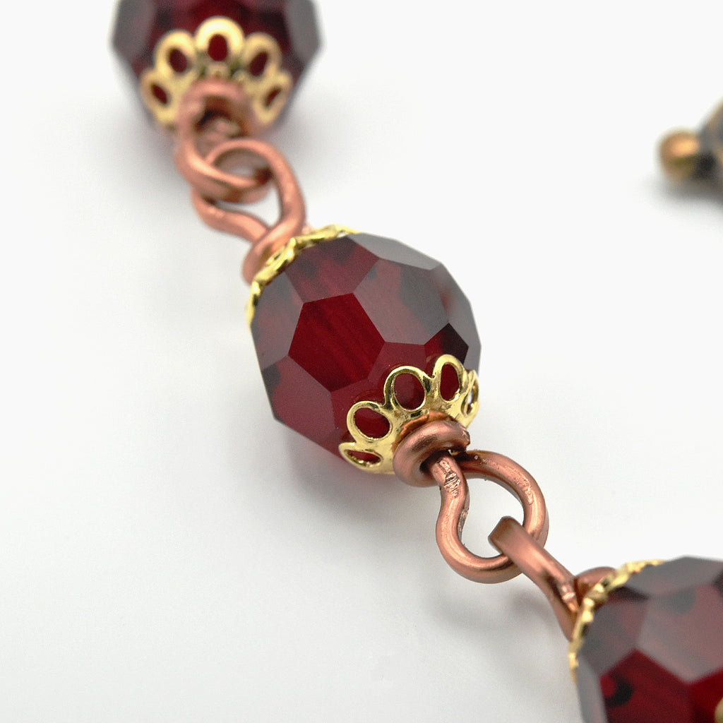 Handmade Preciosa Crystal & Copper One-Decade Pocket Chaplet – One of One (13″ Length)
