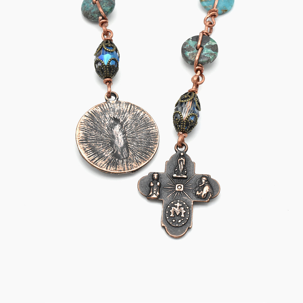 Handmade Turquoise & Copper One-Decade Spiritual Chaplet – One of One (13.25" Length)