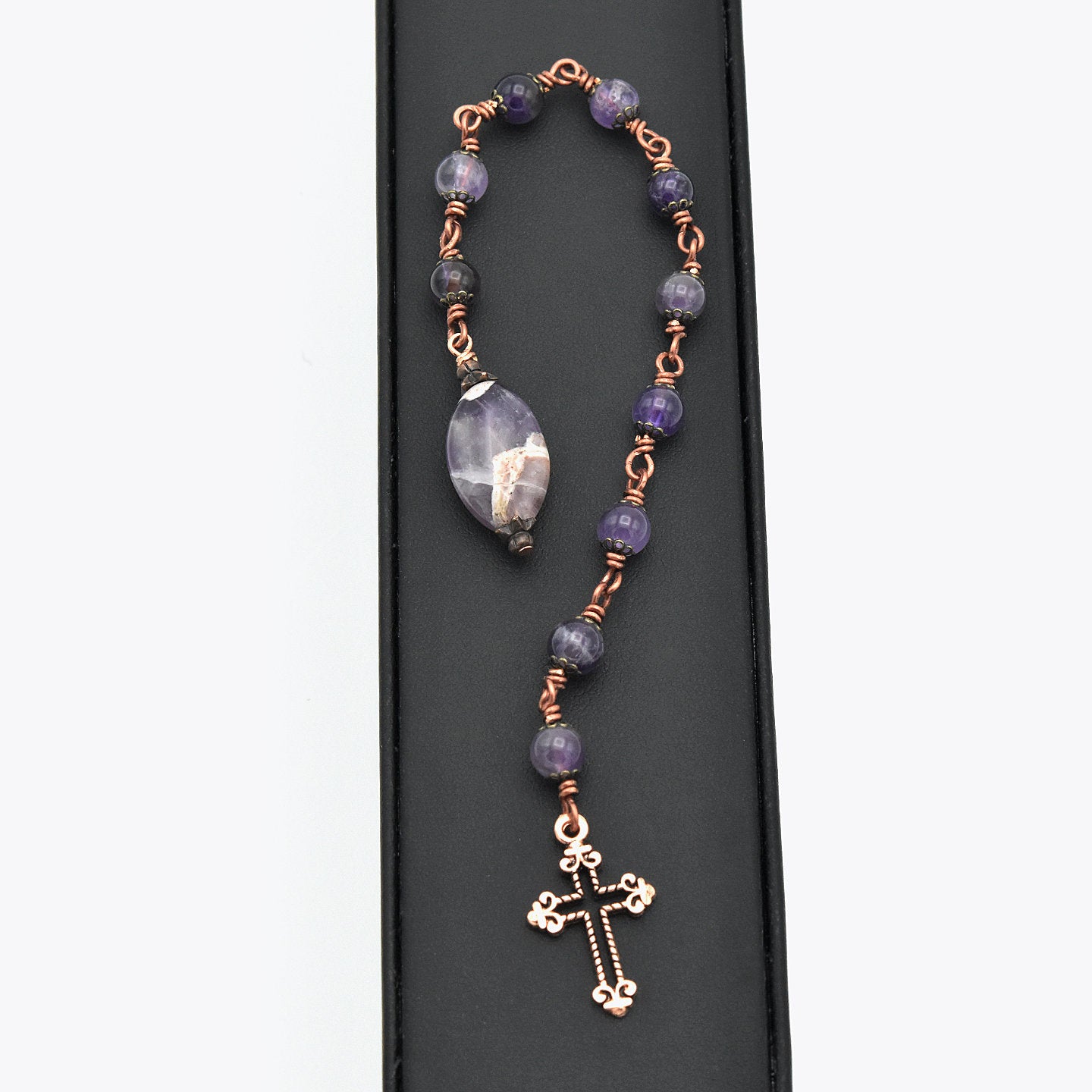 Handmade Amethyst & Copper One-Decade Pocket Chaplet Rosary – One of One