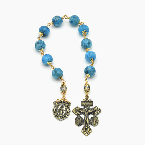 Blue Crazy Lace Agate One-Decade Pocket Chaplet – One of One (15" Length)