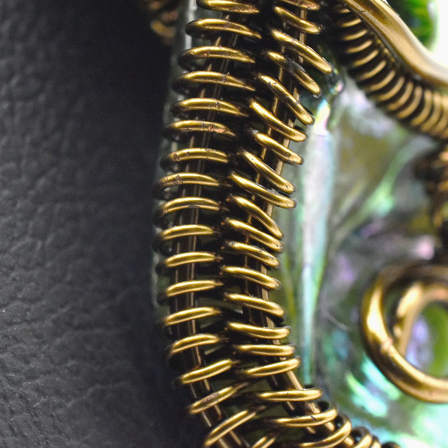 One-of-a-Kind Abalone Shell Wire Wrapped Choker – Handmade Bronze Statement Necklace
