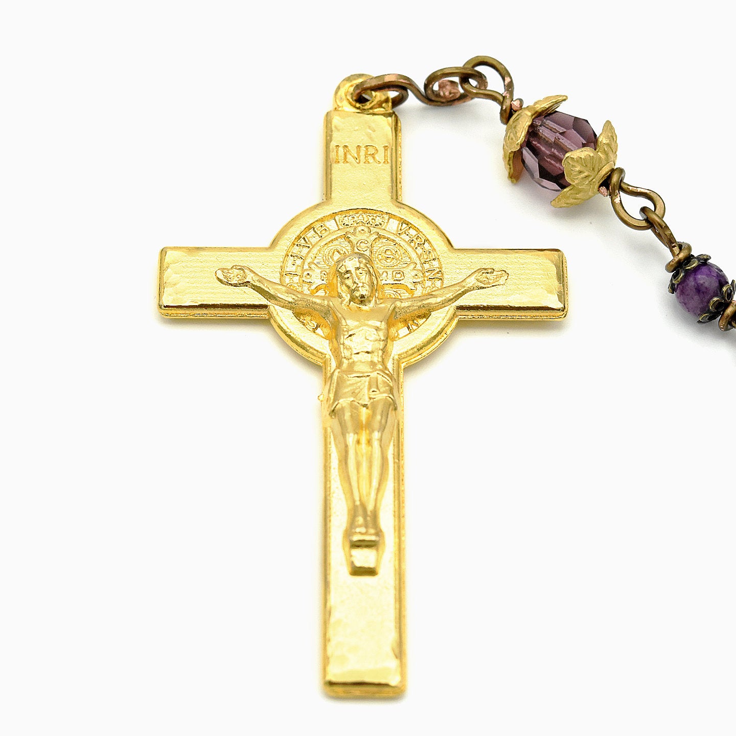 Handmade Copper & Purple Crazy Lace Agate Five-Decade Rosary – One of One (22″ Length)
