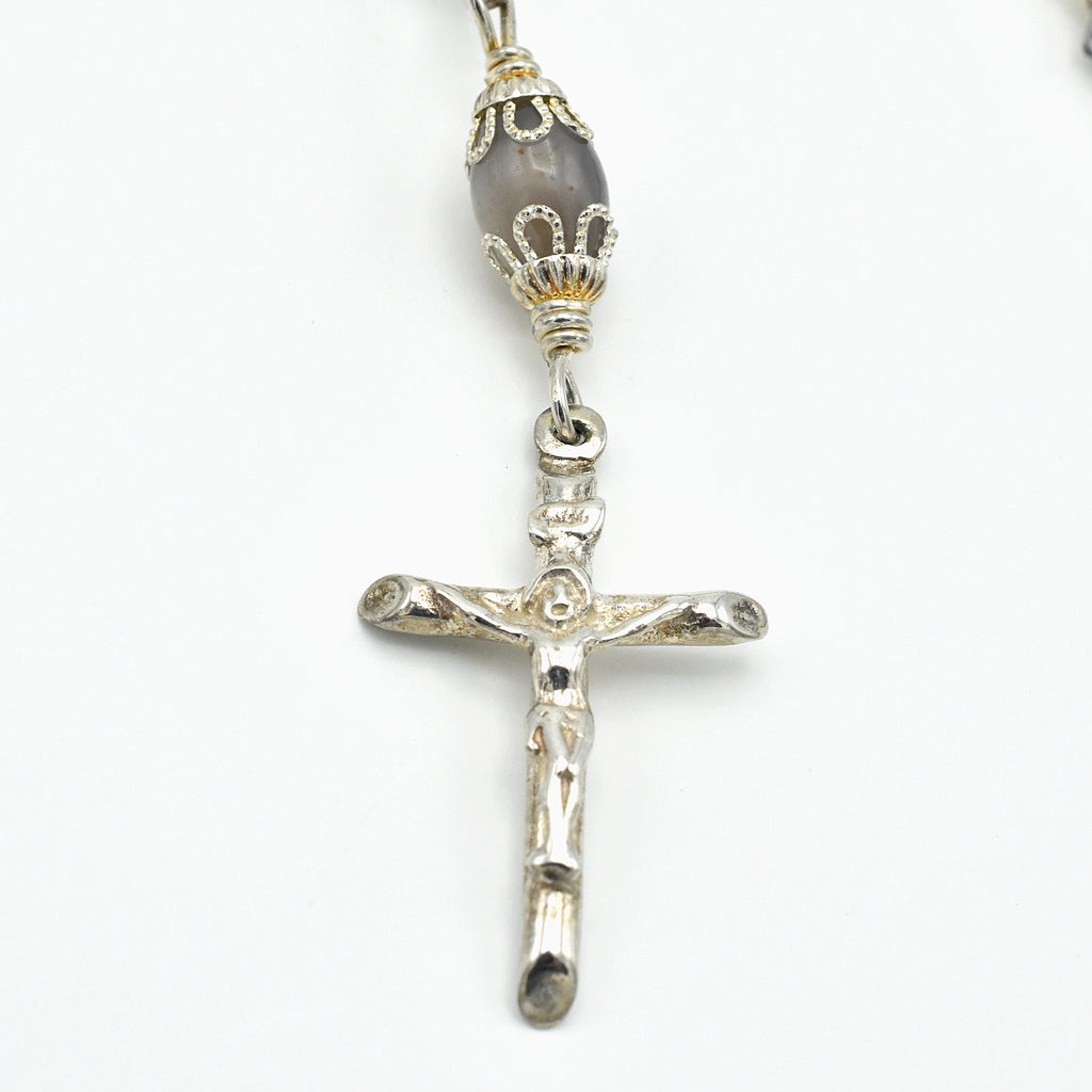 Handmade Sterling Silver & Jasper Five-Decade Rosary – One of One (21″ Length)