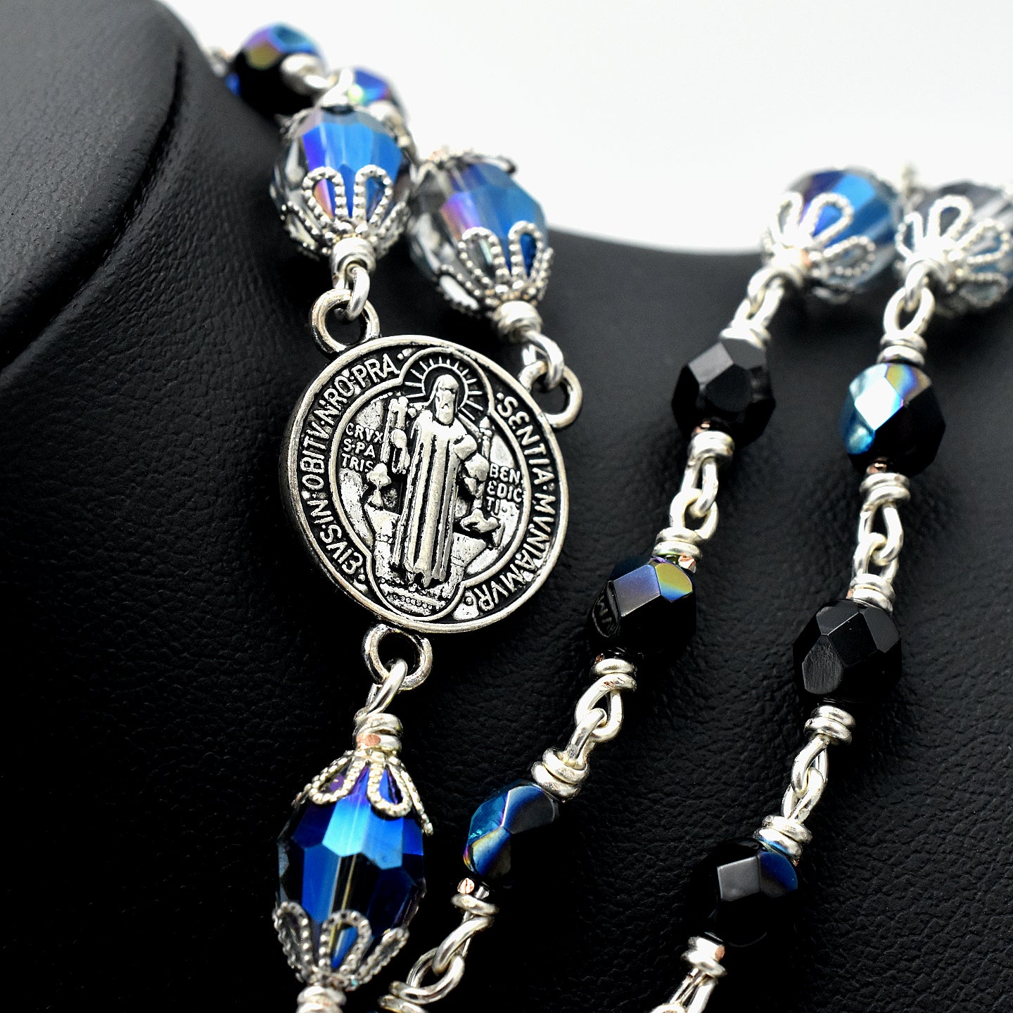 Handmade Silver-Plated Iridescent Five-Decade Rosary – One of One (22.5″ Length)