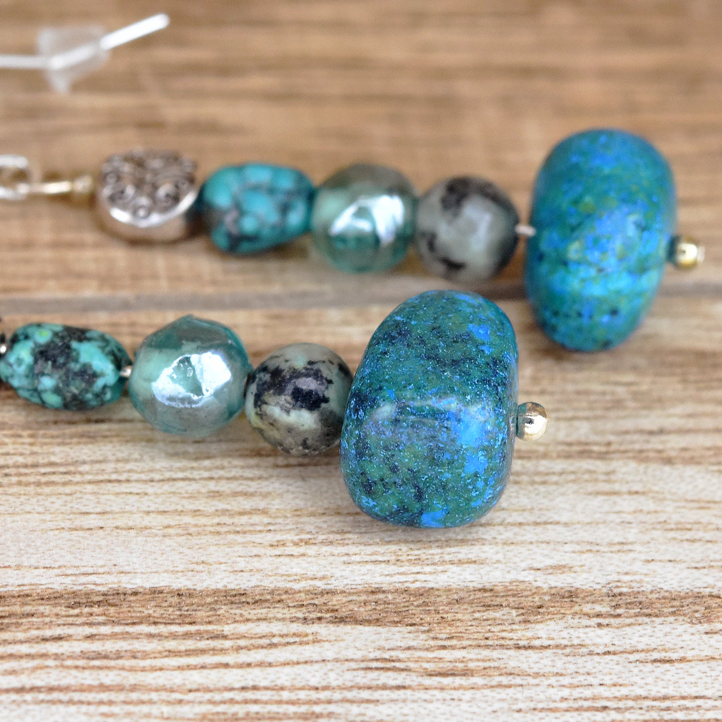 African Turquoise Drops – Handmade Stone & Sterling Silver Earrings