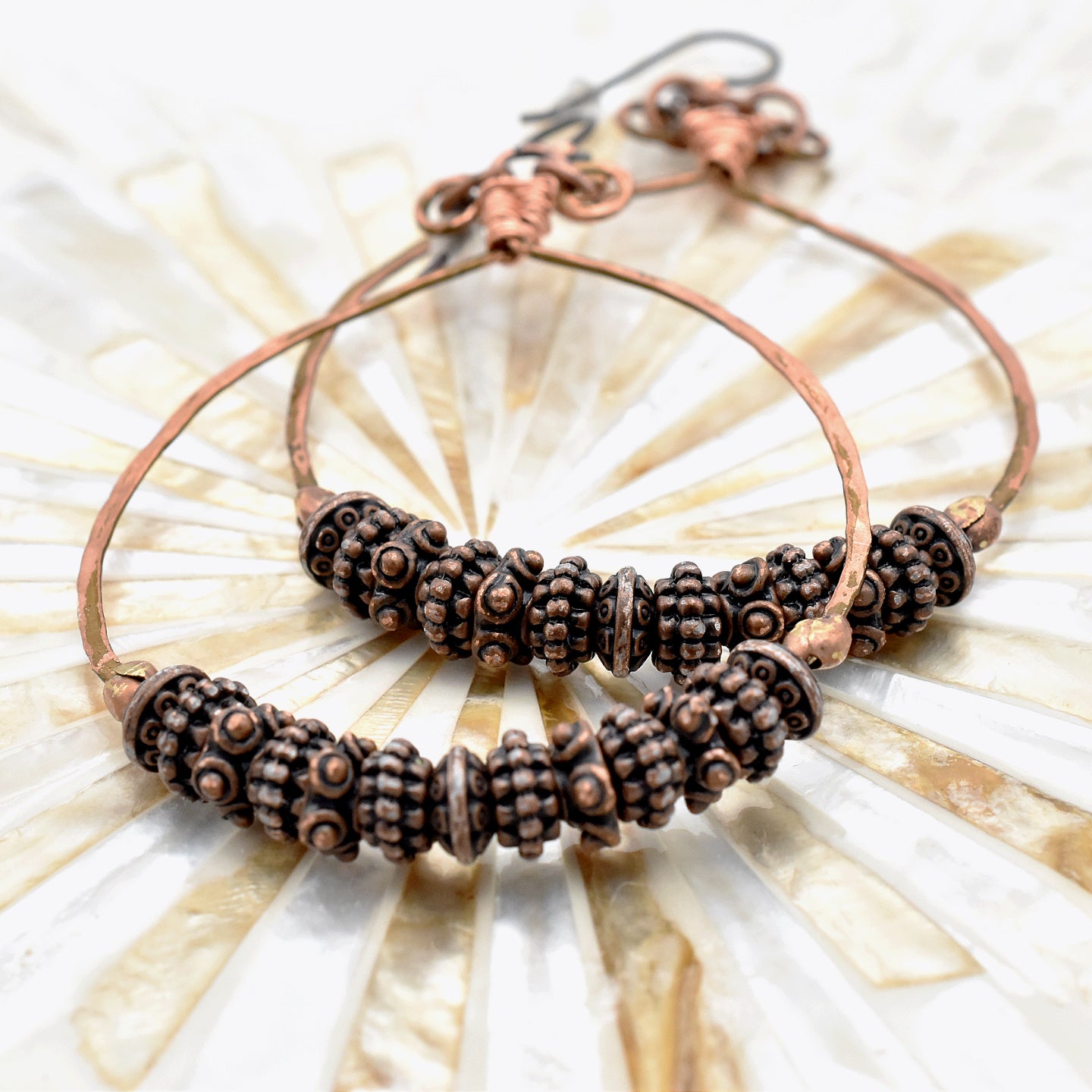 Copper Hoops – Hand-Wrapped Antique Copper Earrings with Hypoallergenic Niobium Ear Wires