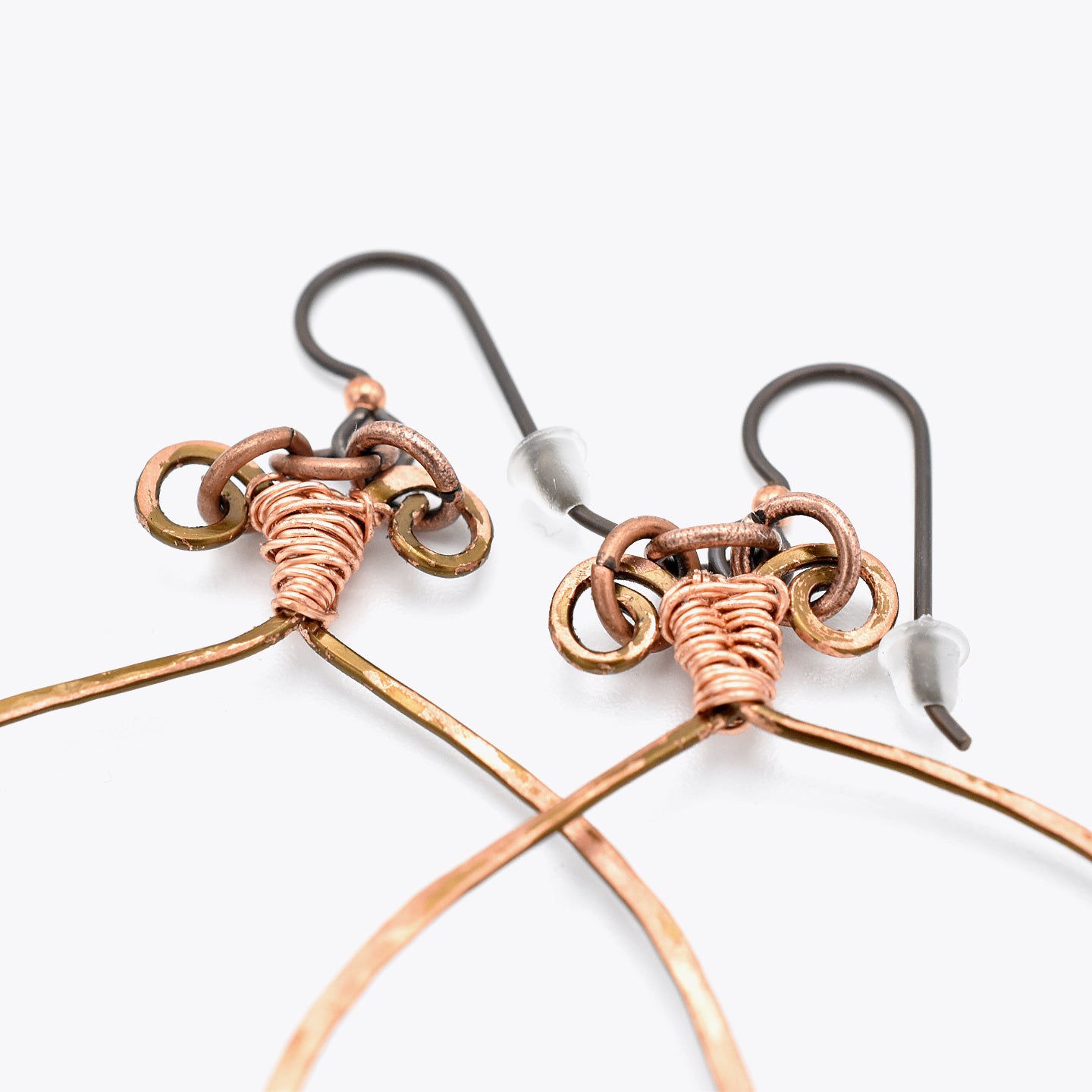 Copper Hoops – Hand-Wrapped Antique Copper Earrings with Hypoallergenic Niobium Ear Wires