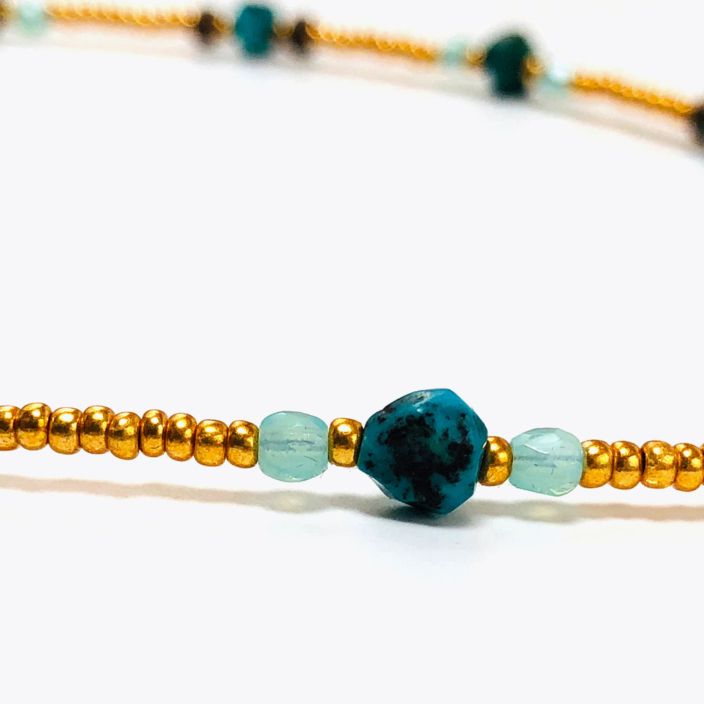 Handcrafted Victorian Floral cloisonné Heart Choker Necklace with Iridescent Shell, Turquoise & Swarovski Crystals – 15"
