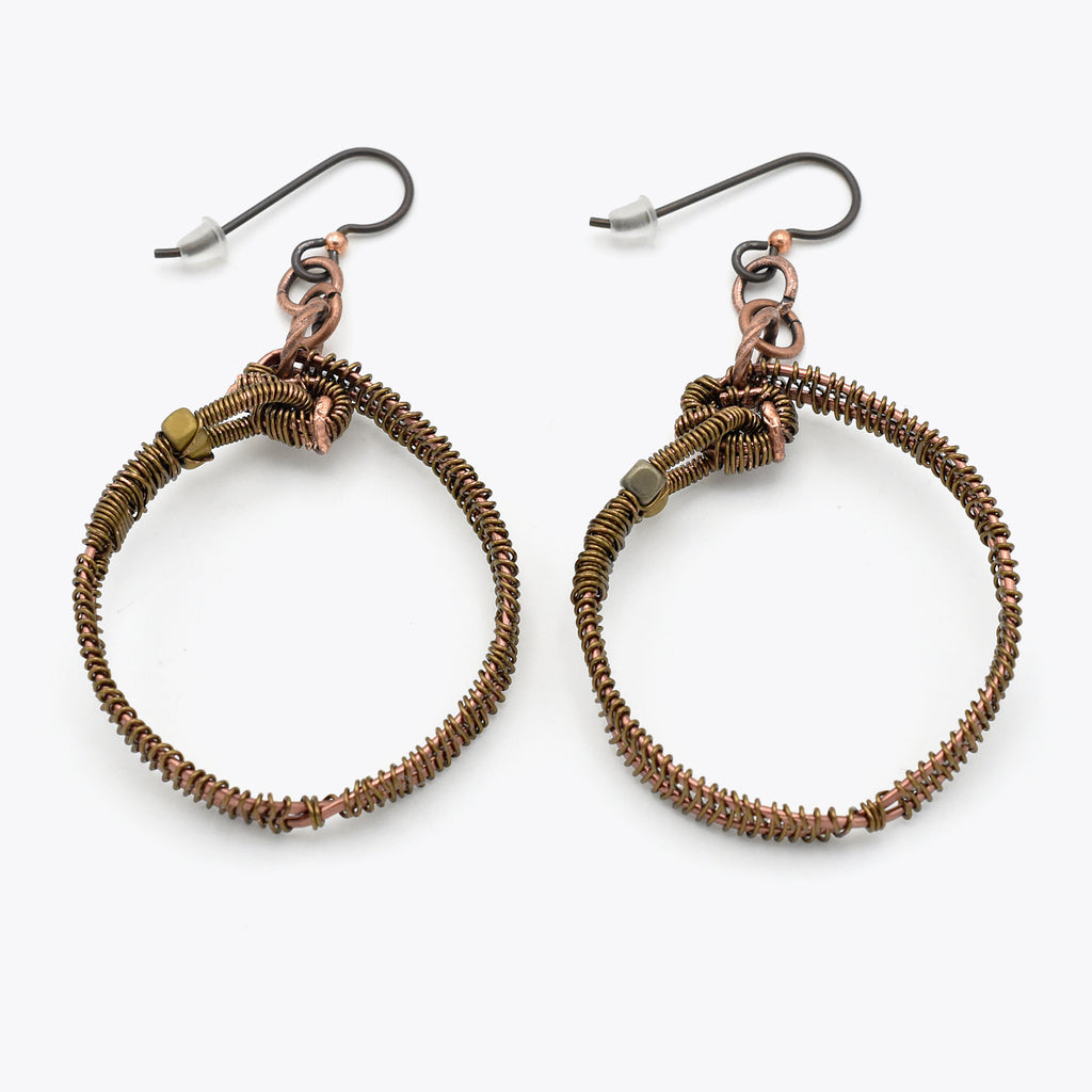 Steampunk Hoops – Handmade Copper Earrings with Niobium Ear Wires