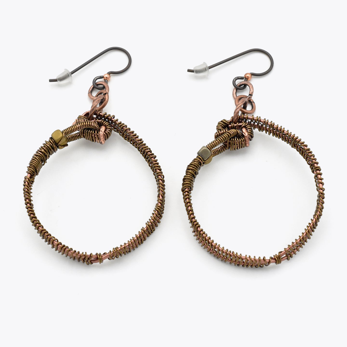 Steampunk Hoops – Handmade Copper Earrings with Niobium Ear Wires