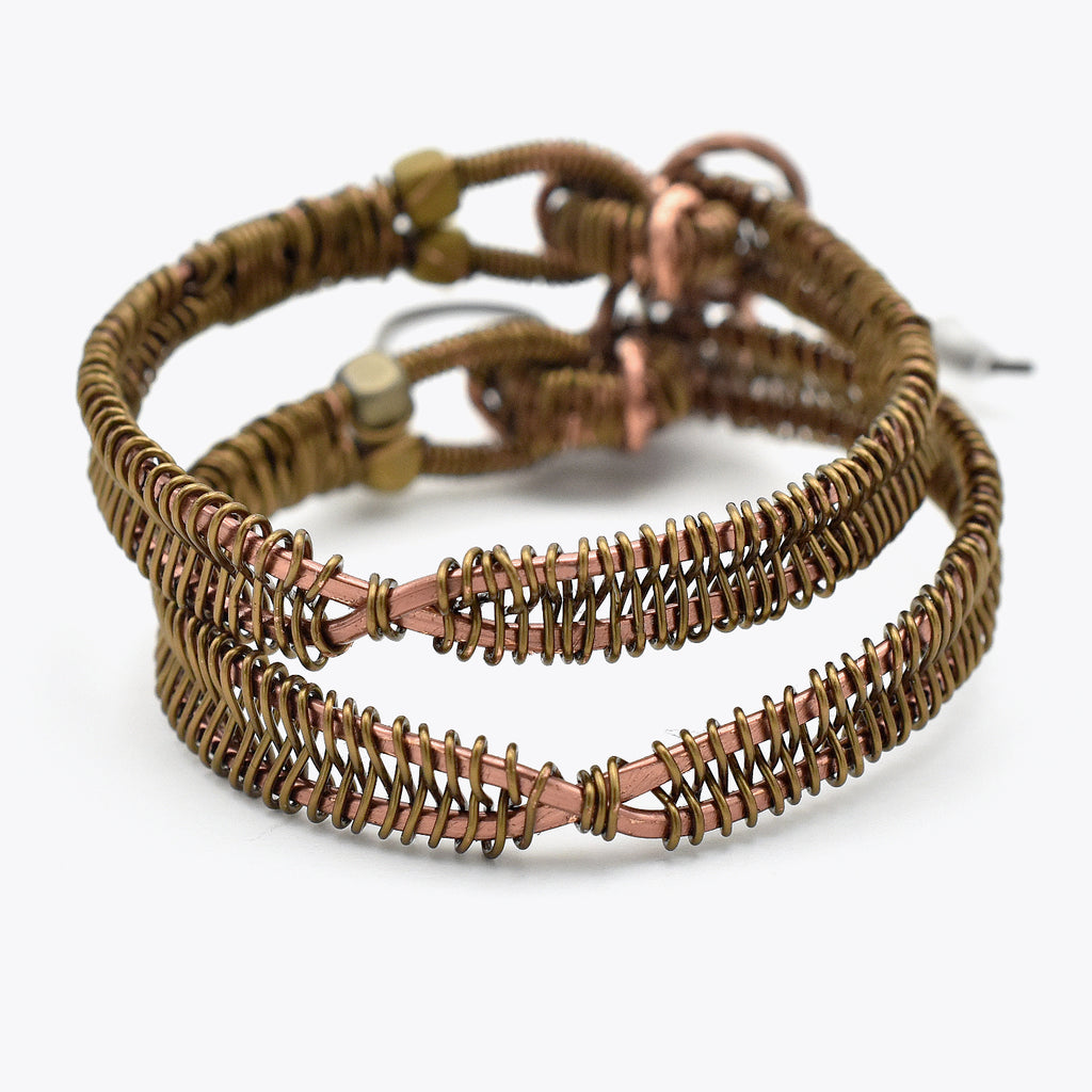 Steampunk Hoops – Handmade Copper Earrings with Niobium Ear Wires