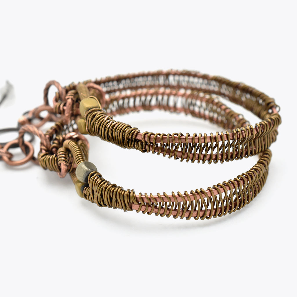 Steampunk Hoops – Handmade Copper Earrings with Niobium Ear Wires