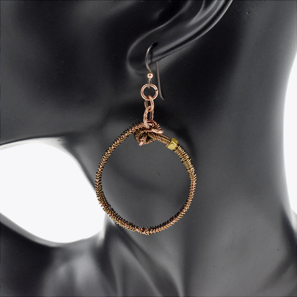 Steampunk Hoops – Handmade Copper Earrings with Niobium Ear Wires