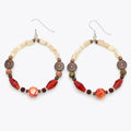 Tribal Red Hoops – Handmade Earrings with Glass, Bone & Natural Stone on Sterling Silver Ear Wires