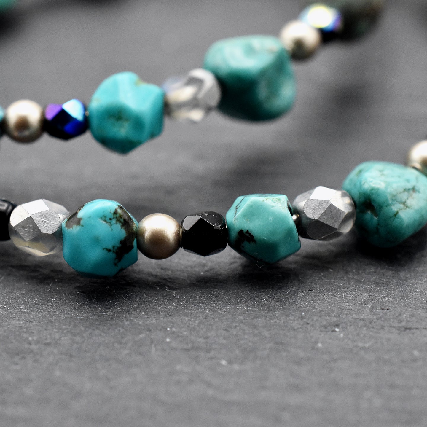 Turquoise Hoops – Handmade Turquoise & African Jasper Earrings with Sterling Silver Ear Wires